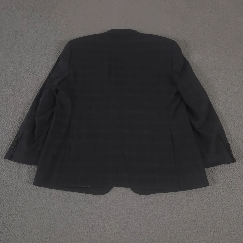 Awearness Kenneth Cole Sport Coat Mens 48R Charcoal Plaid Wool Blend Slim Fit